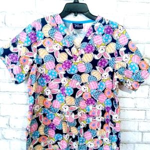 Tafford scrub Easter bunny&eggs women size Small